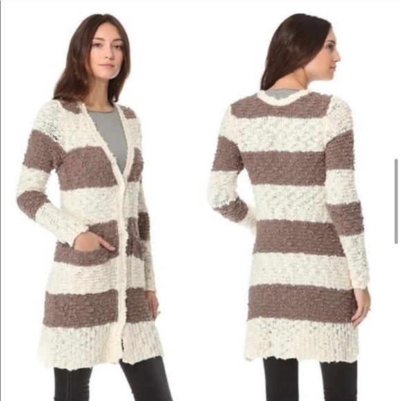 Free People Cuddle Bear Rugby Stripe Cardigan S - Picture 12 of 12